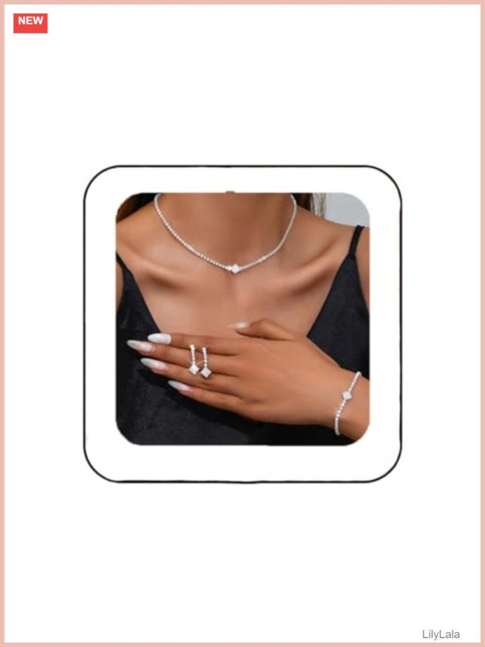 Crystal Rhinestone Bridal Wedding Jewelry Set Necklace Bracelet Earrings